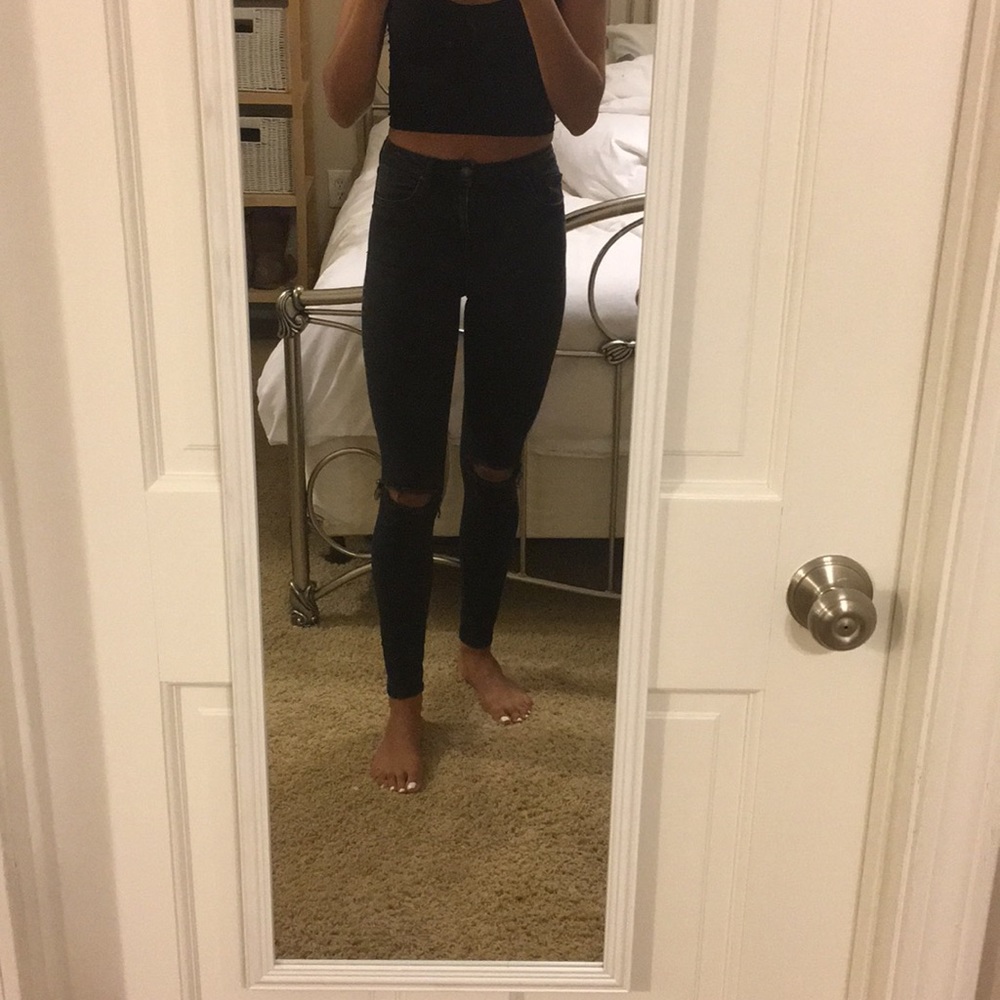 Topshop Black Denim High-Rise Skinny Jeans